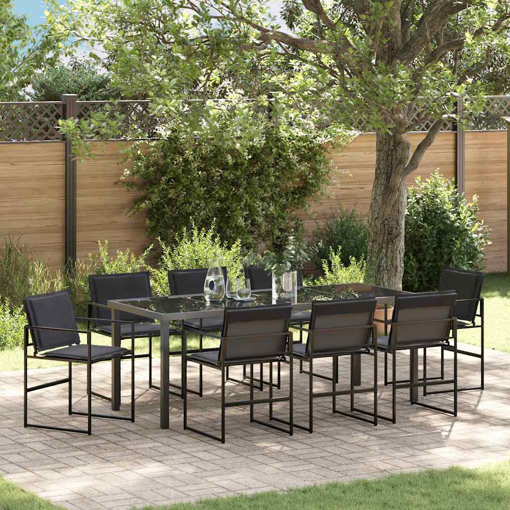 vidaXL Tuin Eettafel Set 5 pcs Zwart Gepoedercoat staal