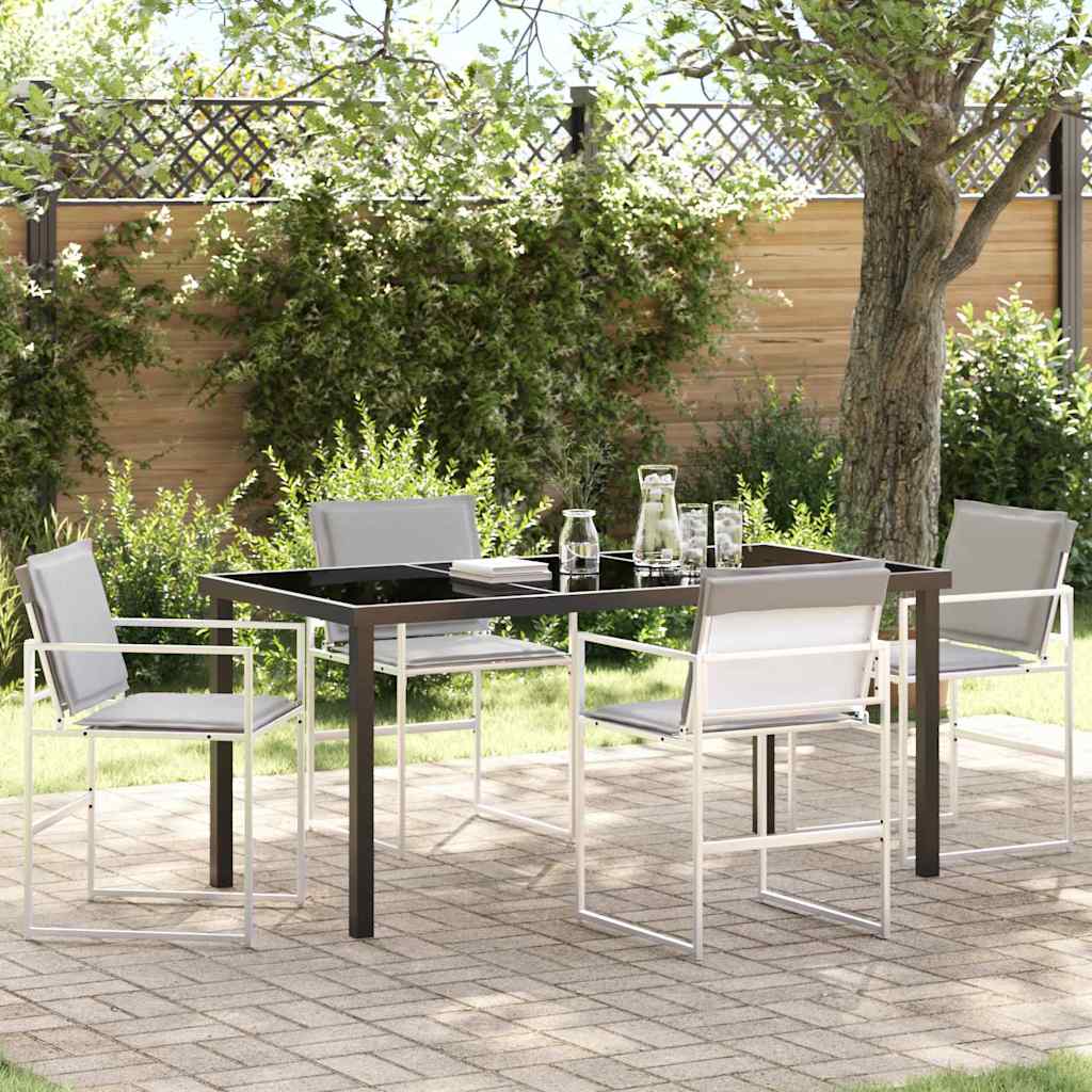 vidaXL Tuin Eettafel Set 5 pcs Zwart Gepoedercoat staal