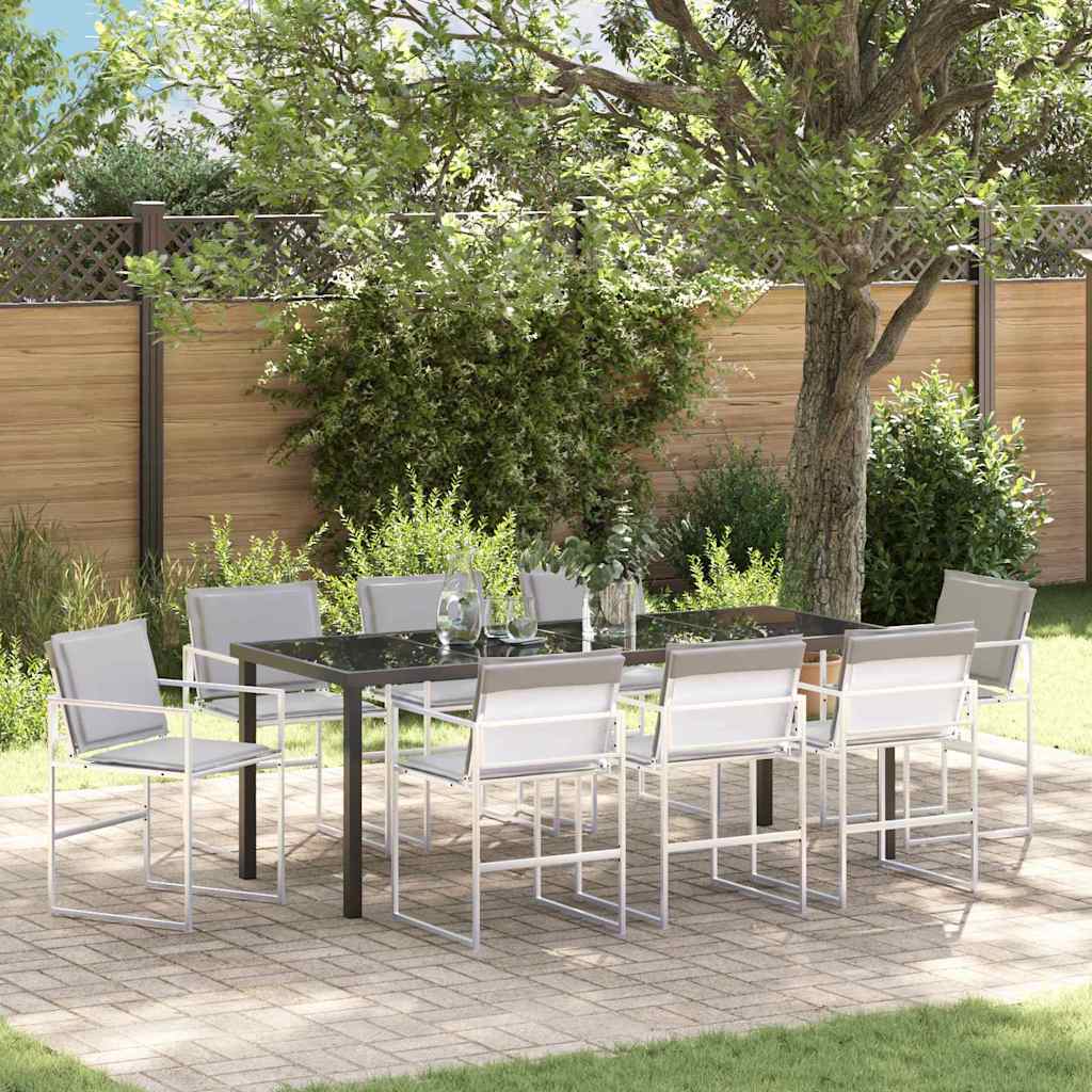 vidaXL Tuin Eettafel Set 5 pcs Zwart Gepoedercoat staal