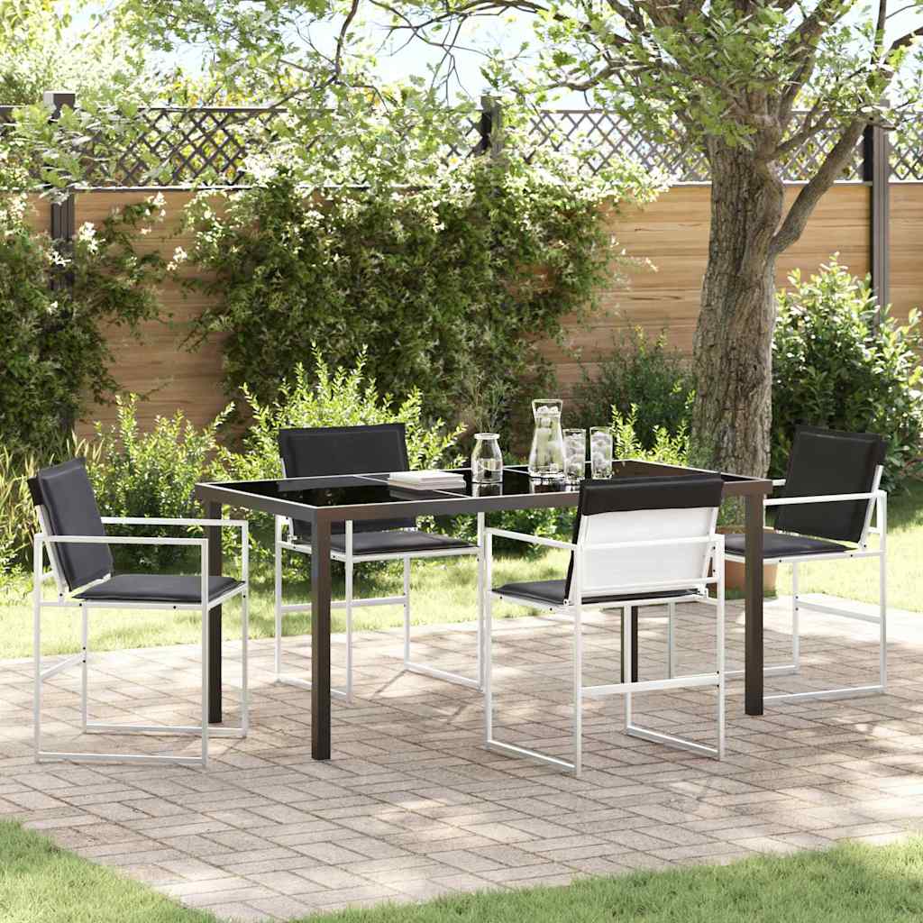 vidaXL Tuin Eettafel Set 5 pcs Zwart Gepoedercoat staal