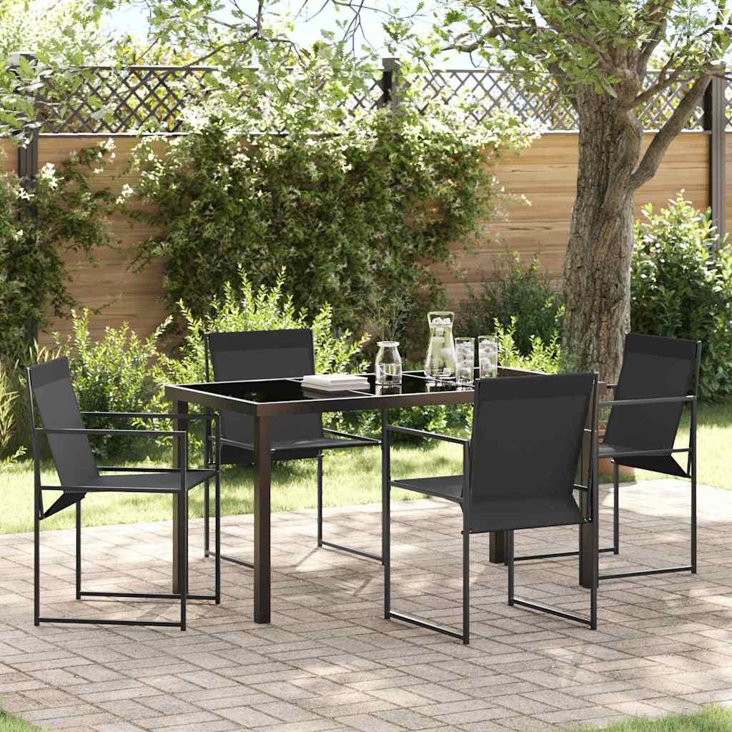 vidaXL Tuin Eettafel Set 5 pcs Zwart Gepoedercoat staal