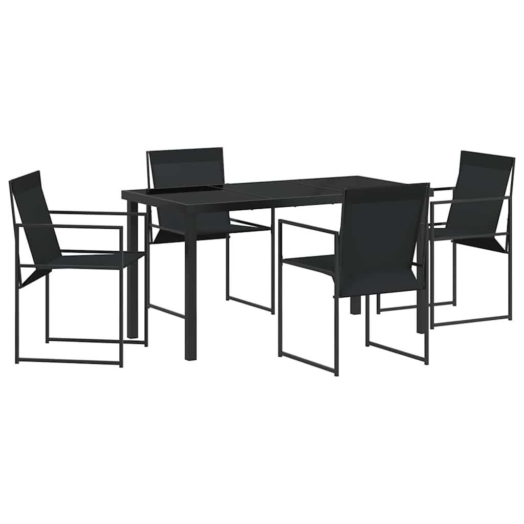 vidaXL Tuin Eettafel Set 5 pcs Zwart Gepoedercoat staal