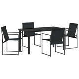 vidaXL Tuin Eettafel Set 5 pcs Zwart Gepoedercoat staal