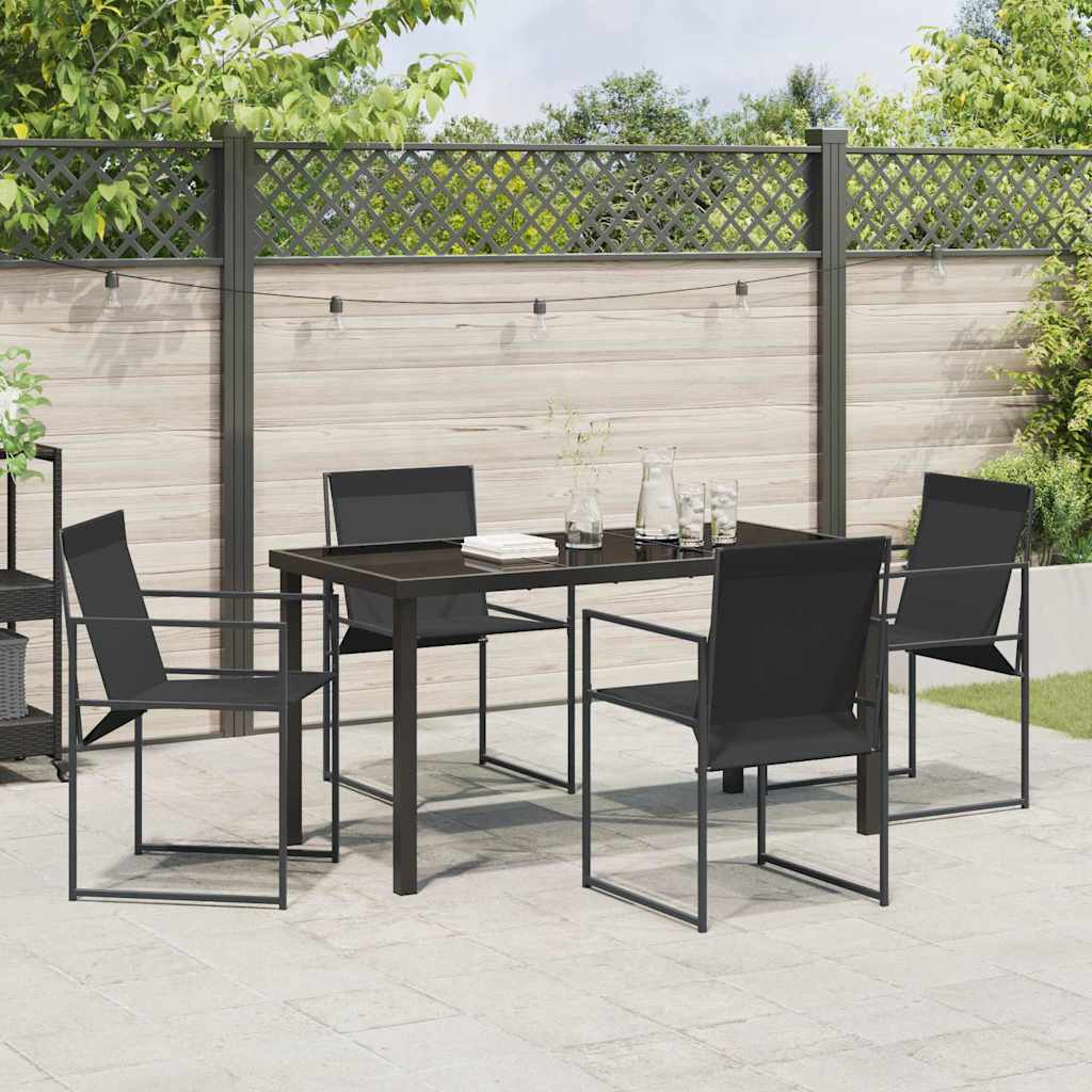 vidaXL Tuin Eettafel Set 5 pcs Zwart Gepoedercoat staal