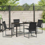 vidaXL Tuin Eettafel Set 5 pcs Zwart Gepoedercoat staal