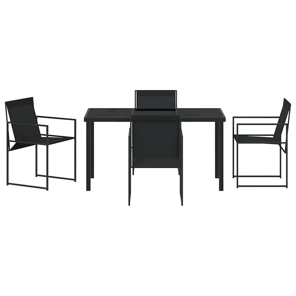 vidaXL Tuin Eettafel Set 5 pcs Zwart Gepoedercoat staal