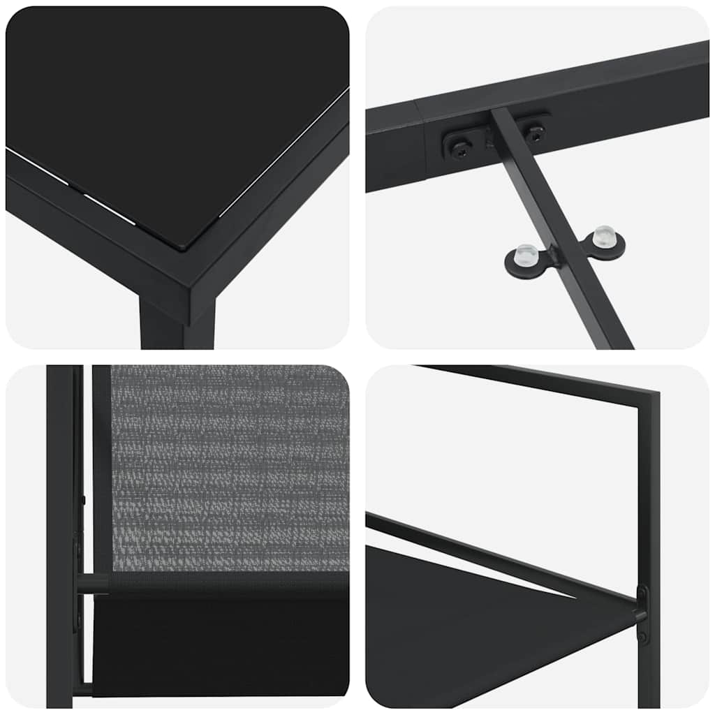vidaXL Tuin Eettafel Set 5 pcs Zwart Gepoedercoat staal