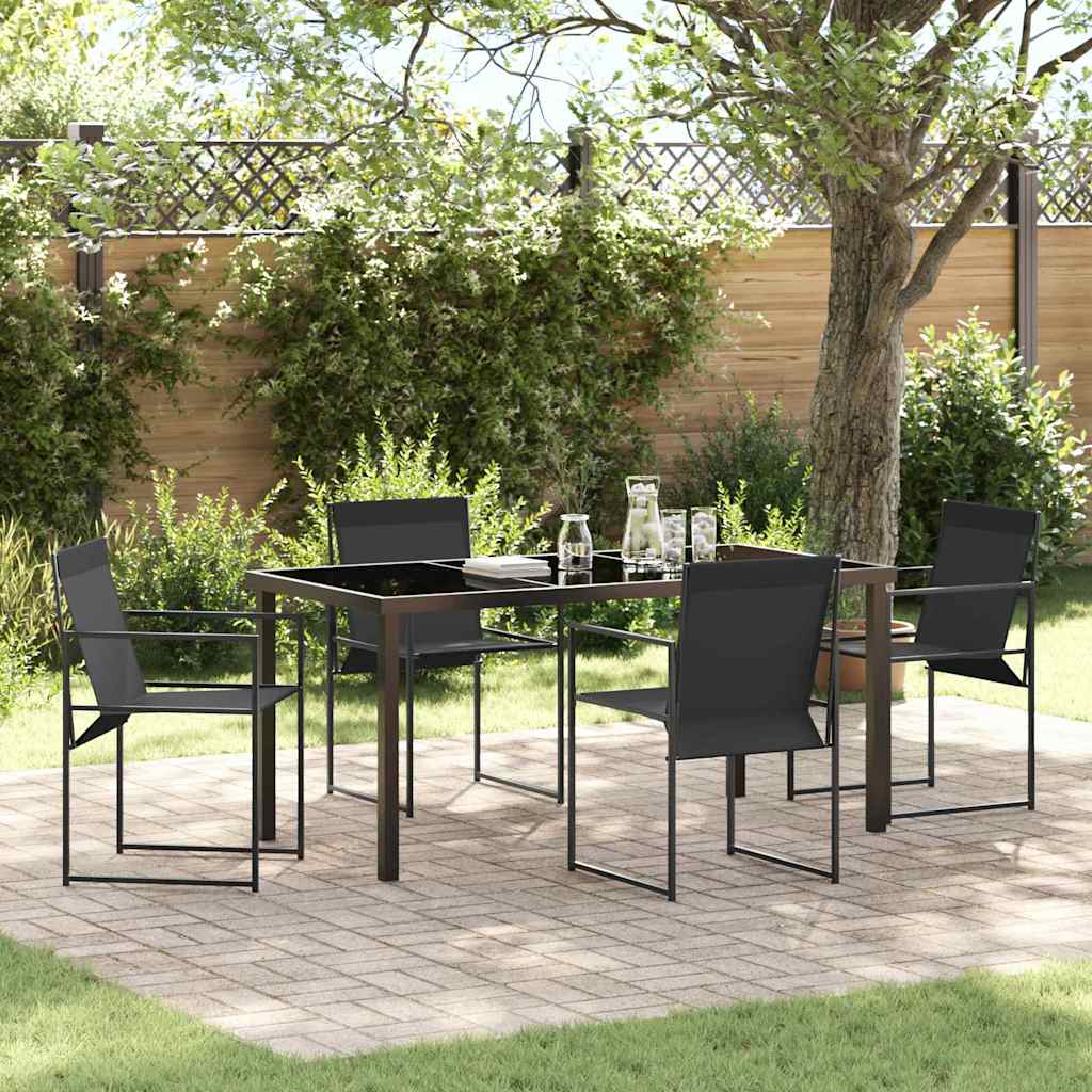 vidaXL Tuin Eettafel Set 5 pcs Zwart Gepoedercoat staal