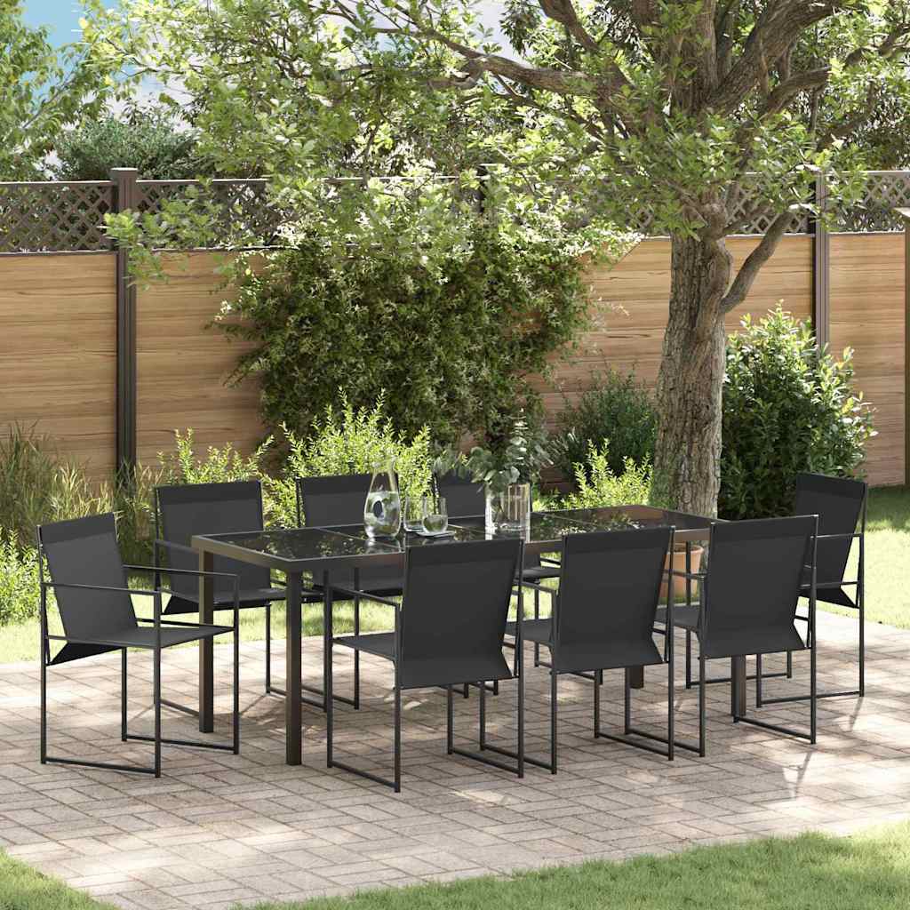vidaXL Tuin Eettafel Set 5 pcs Zwart Gepoedercoat staal