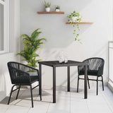 vidaXL Tuin Eettafel Set 3 pcs Zwart Gepoedercoat staal
