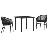 vidaXL Tuin Eettafel Set 3 pcs Zwart Gepoedercoat staal