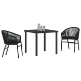 vidaXL Tuin Eettafel Set 3 pcs Zwart Gepoedercoat staal