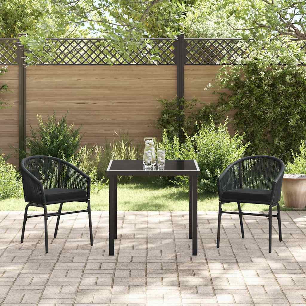 vidaXL Tuin Eettafel Set 3 pcs Zwart Gepoedercoat staal
