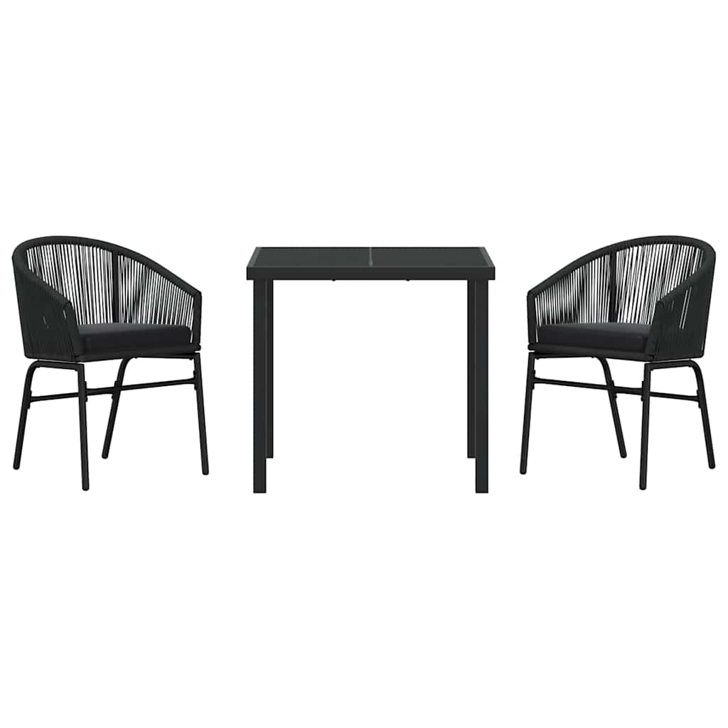 vidaXL Tuin Eettafel Set 3 pcs Zwart Gepoedercoat staal