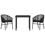 vidaXL Tuin Eettafel Set 3 pcs Zwart Gepoedercoat staal