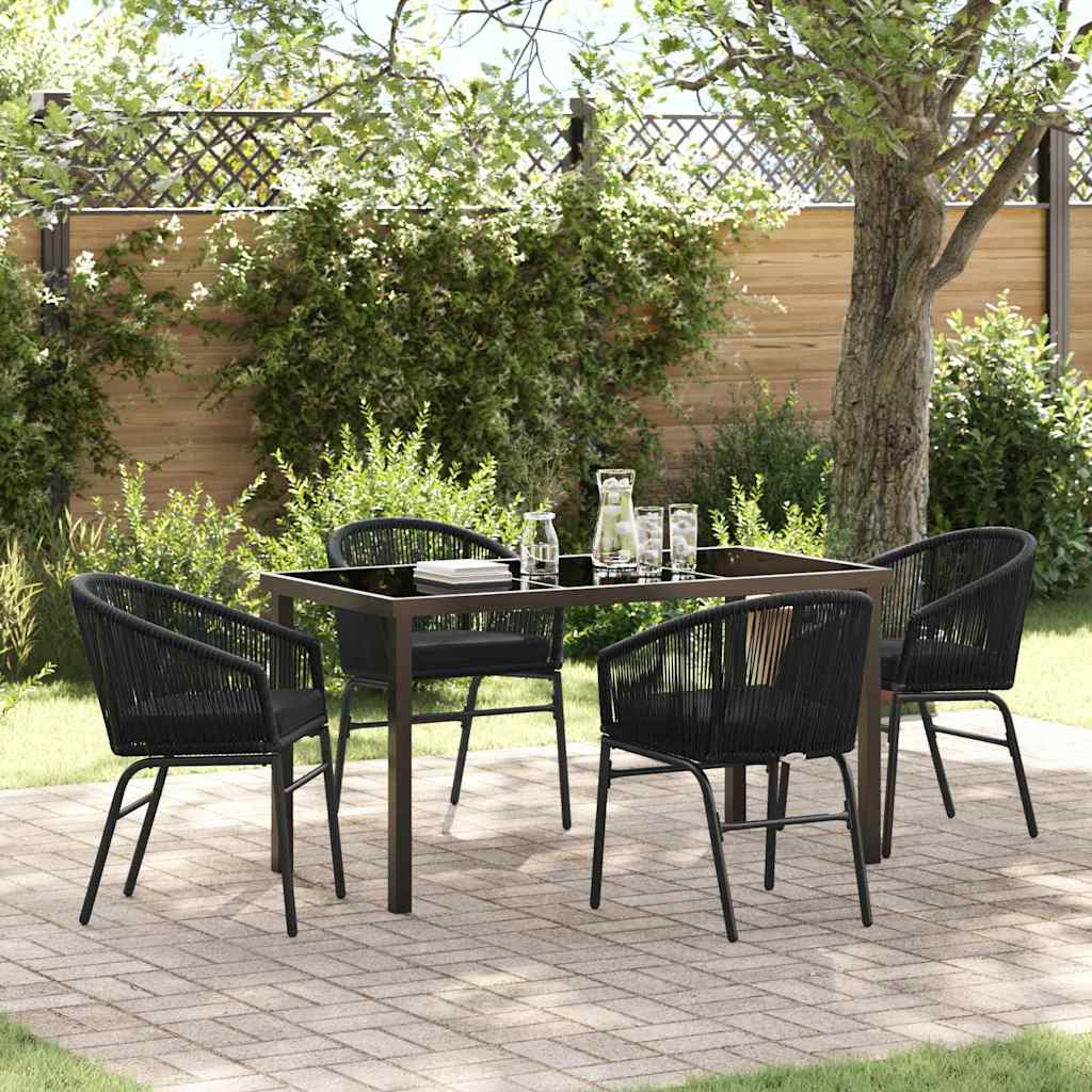 vidaXL Tuin Eettafel Set 3 pcs Zwart Gepoedercoat staal
