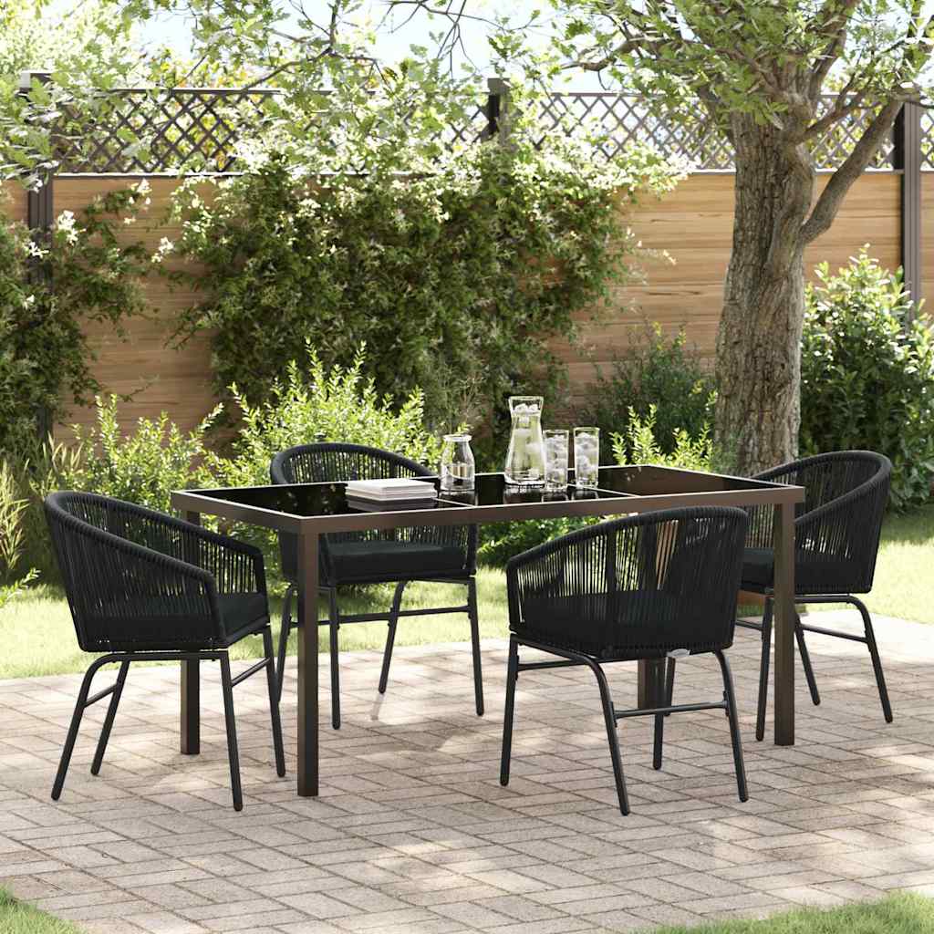 vidaXL Tuin Eettafel Set 3 pcs Zwart Gepoedercoat staal