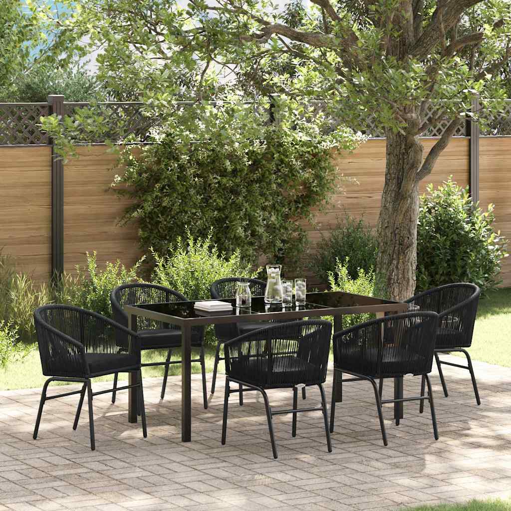 vidaXL Tuin Eettafel Set 3 pcs Zwart Gepoedercoat staal