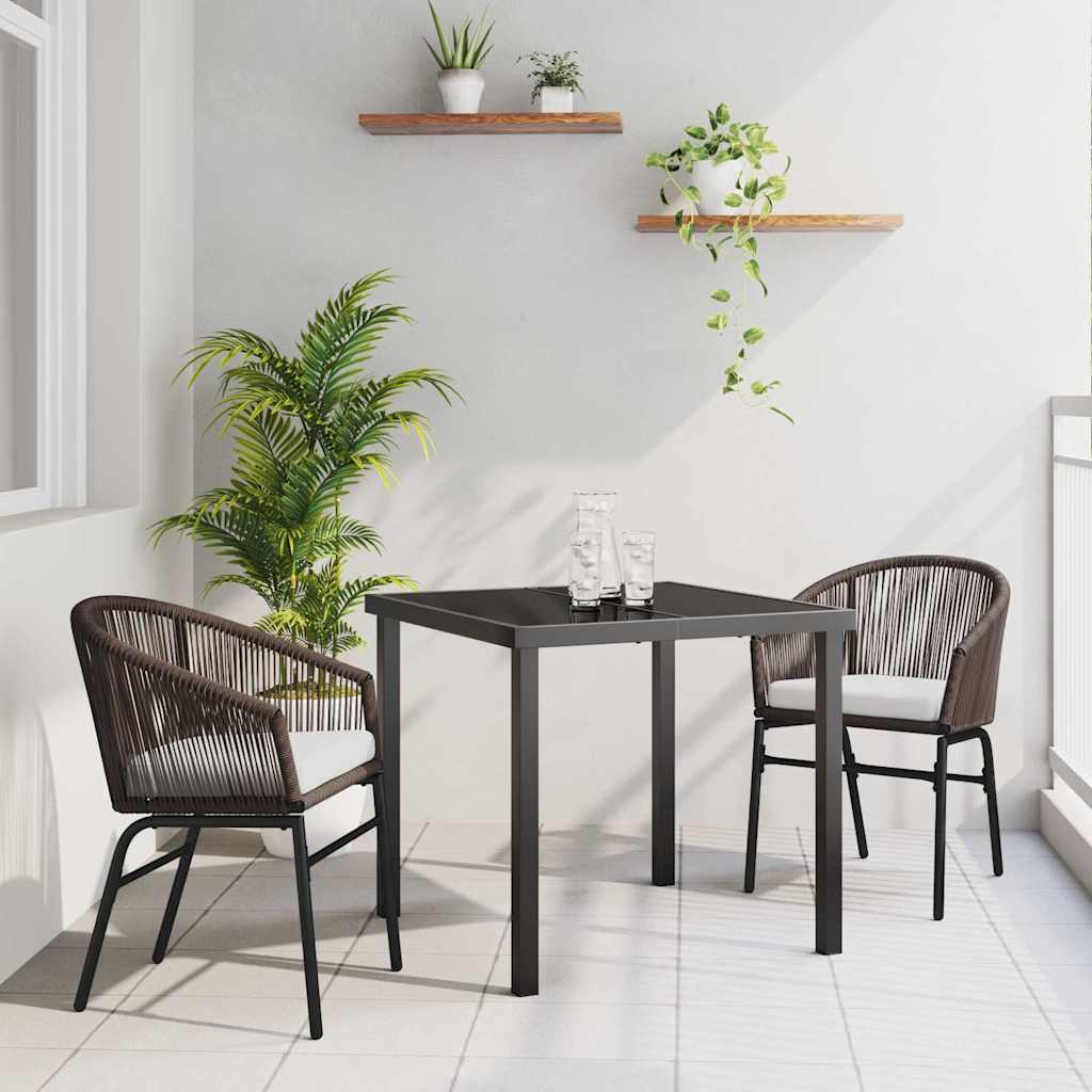vidaXL Tuin Eettafel Set 3 pcs Zwart Gepoedercoat staal
