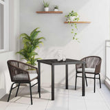 vidaXL Tuin Eettafel Set 3 pcs Zwart Gepoedercoat staal