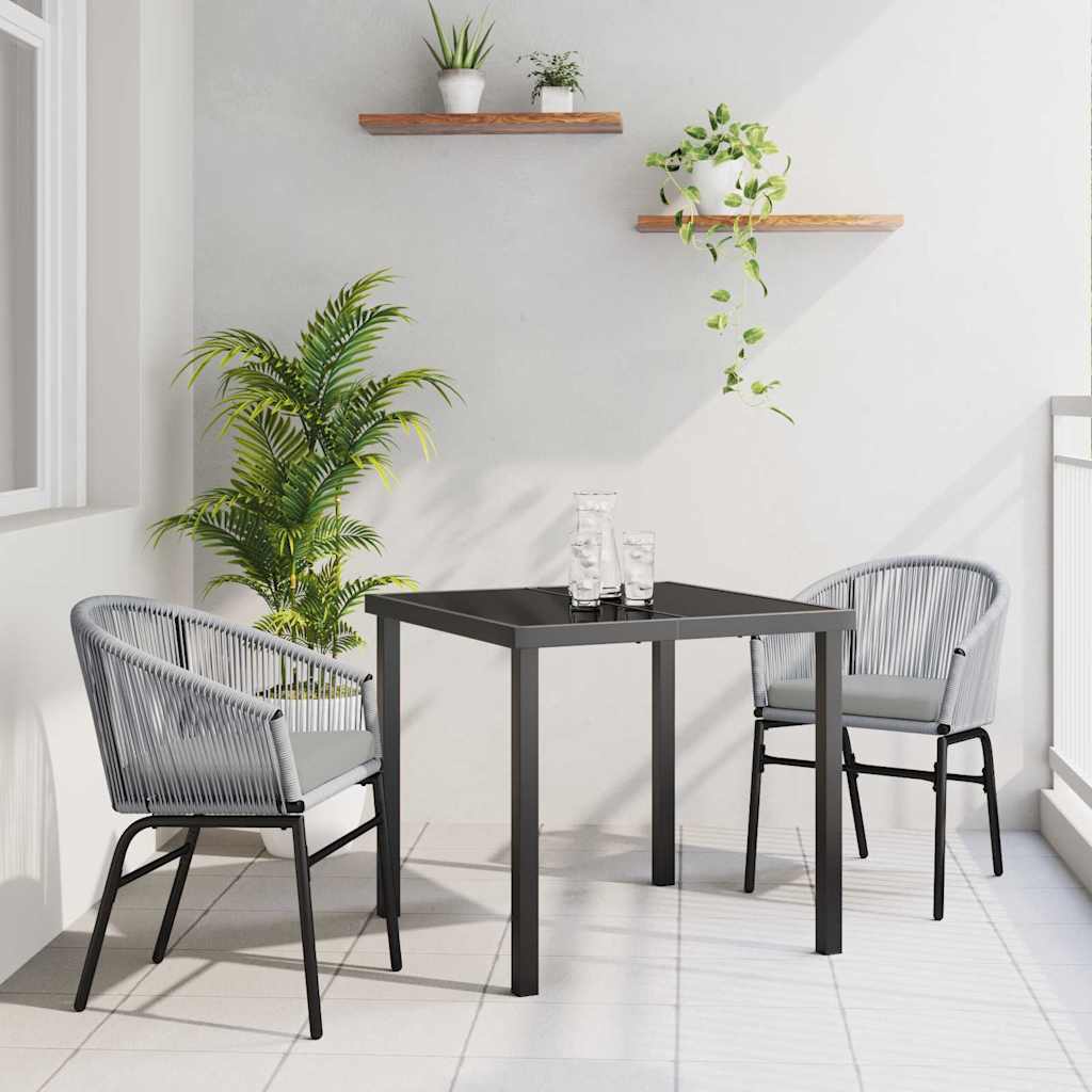 vidaXL Tuin Eettafel Set 3 pcs Zwart Gepoedercoat staal