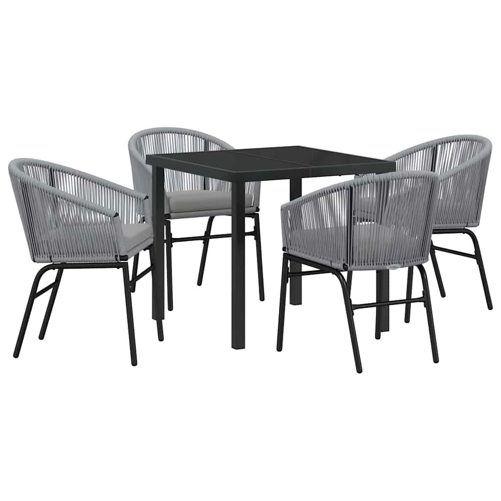 vidaXL Tuin Eettafel Set 3 pcs Zwart Gepoedercoat staal
