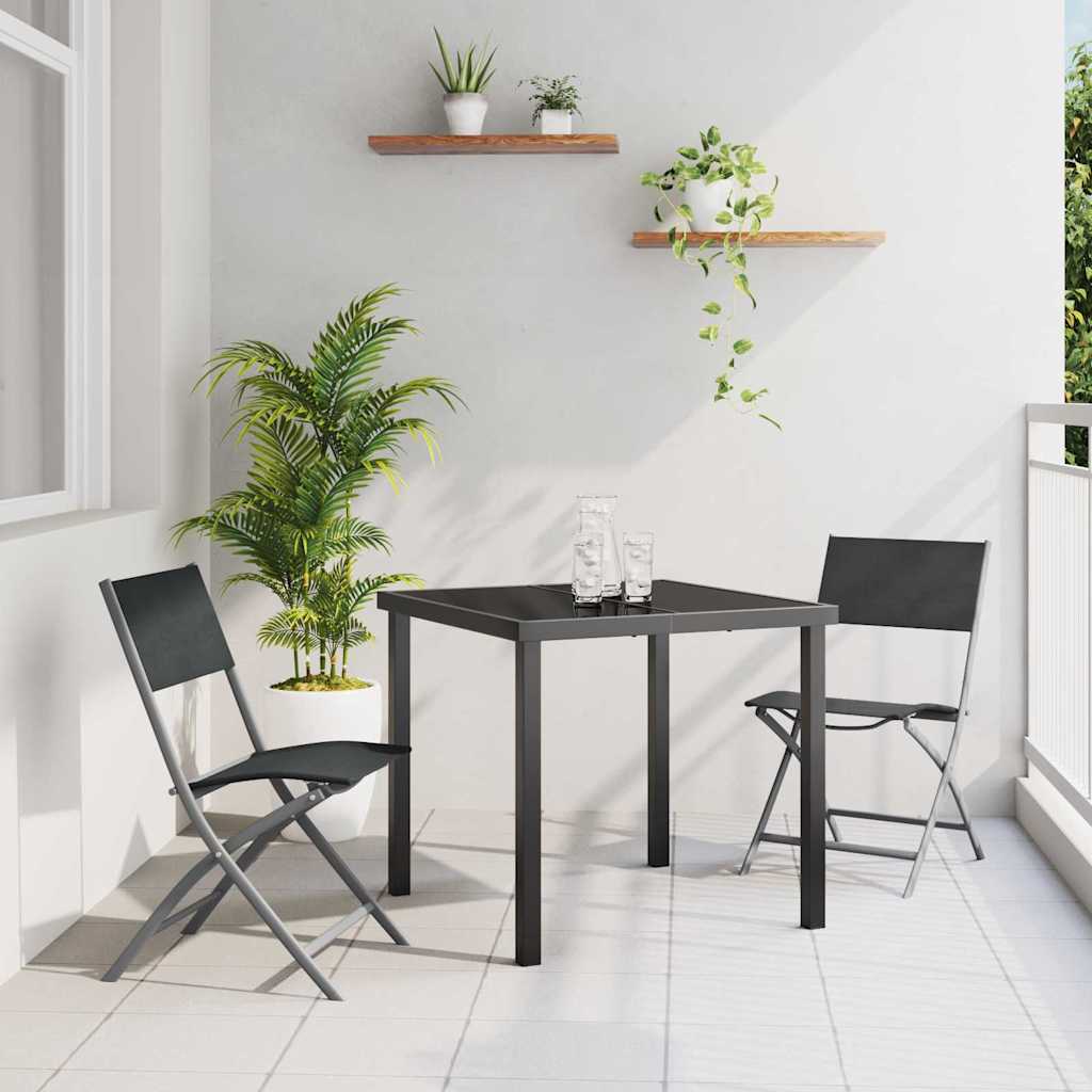 vidaXL Tuin Eettafel Set 3 pcs Zwart Gepoedercoat staal