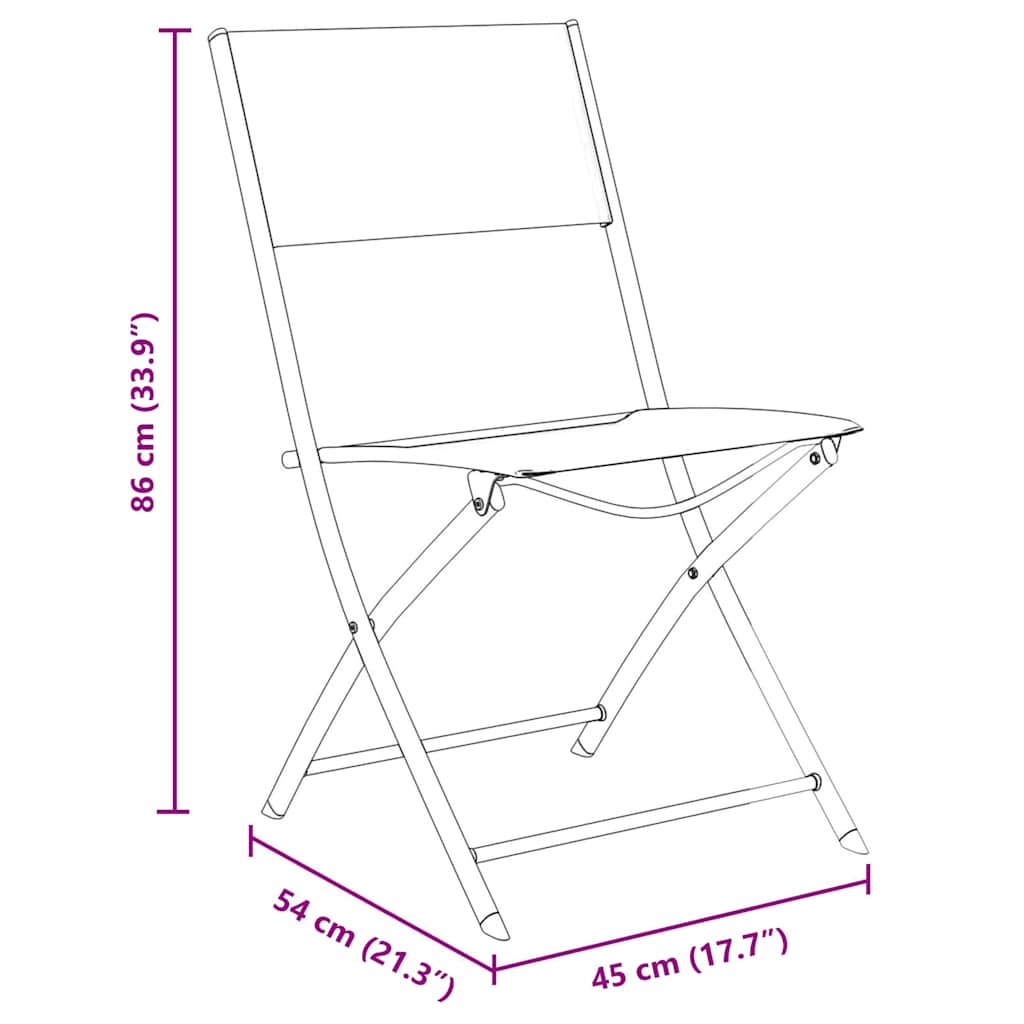vidaXL Tuin Eettafel Set 3 pcs Zwart Gepoedercoat staal
