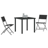 vidaXL Tuin Eettafel Set 3 pcs Zwart Gepoedercoat staal