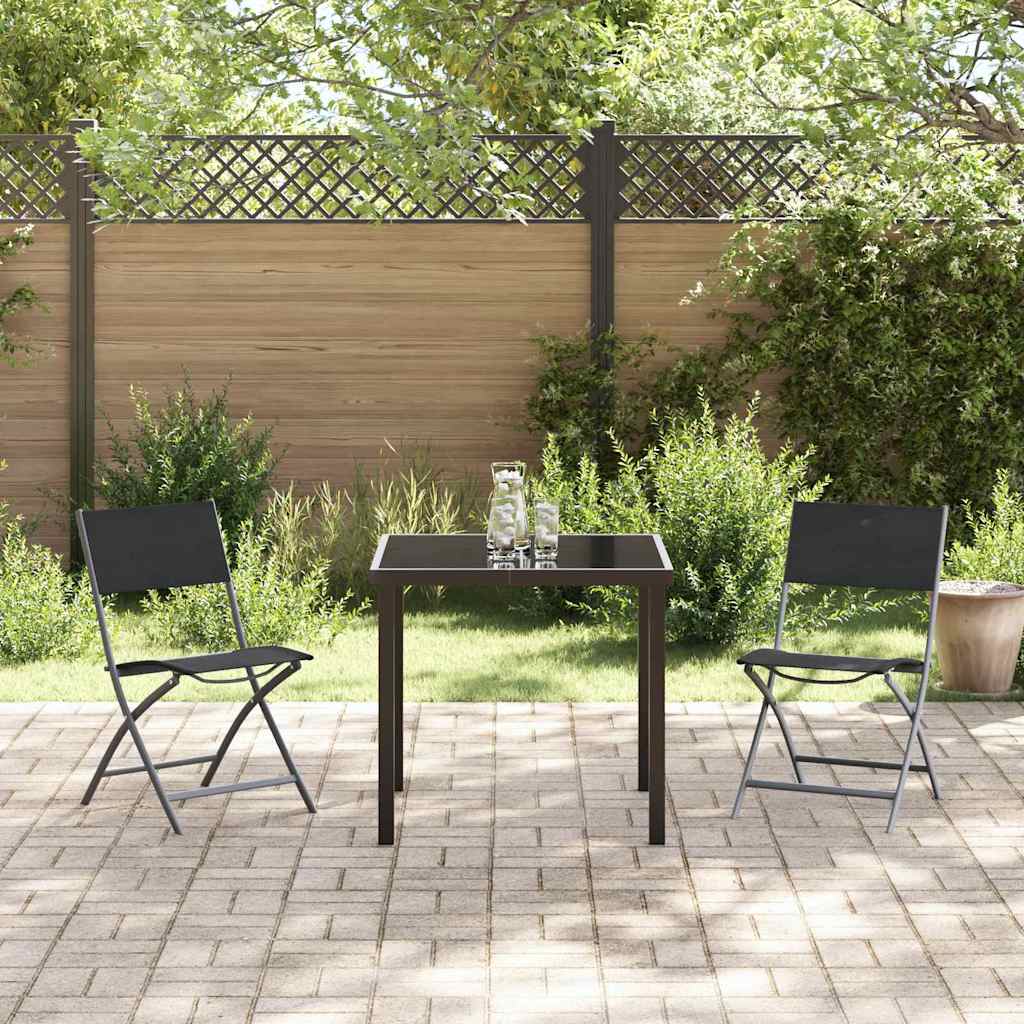 vidaXL Tuin Eettafel Set 3 pcs Zwart Gepoedercoat staal