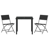 vidaXL Tuin Eettafel Set 3 pcs Zwart Gepoedercoat staal