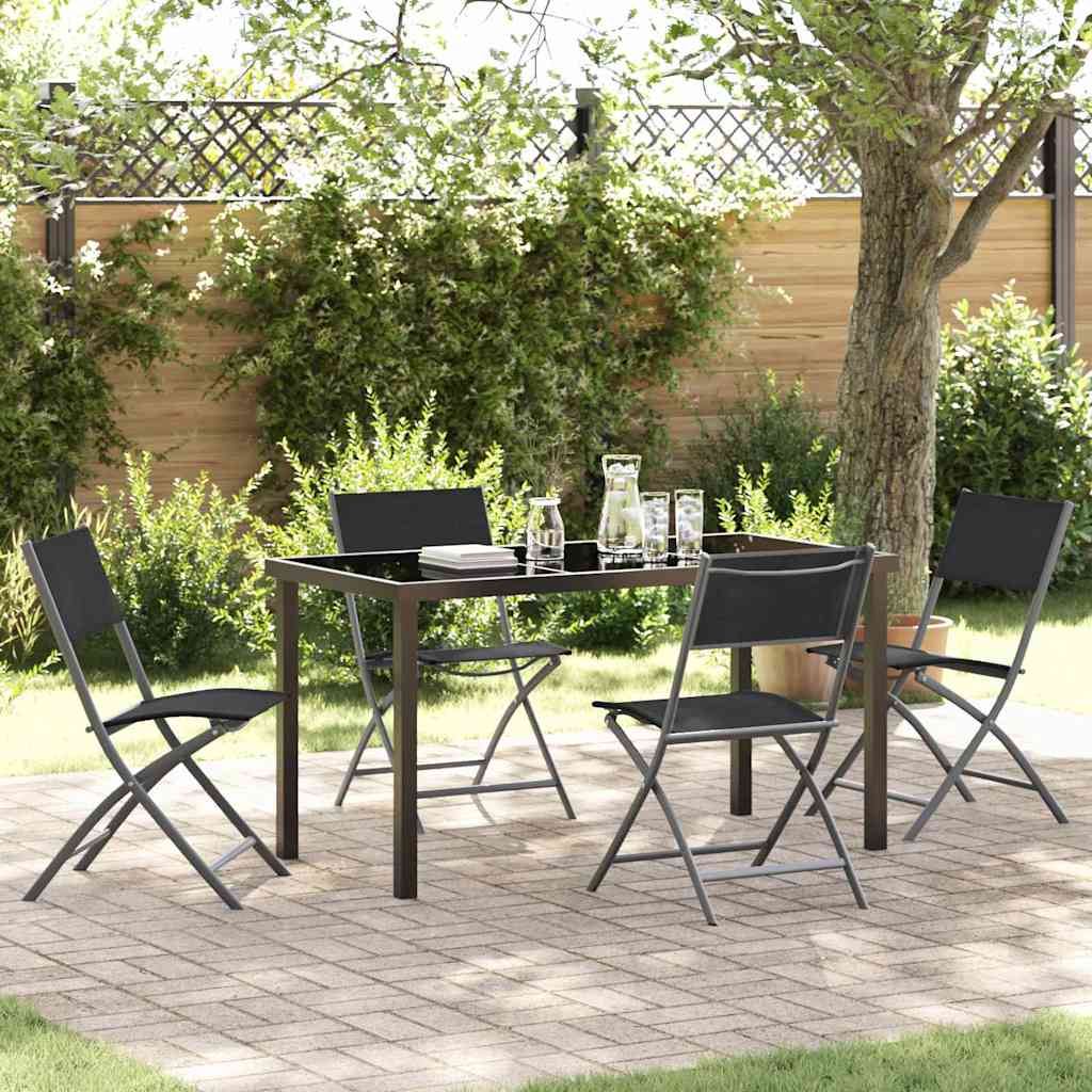 vidaXL Tuin Eettafel Set 3 pcs Zwart Gepoedercoat staal