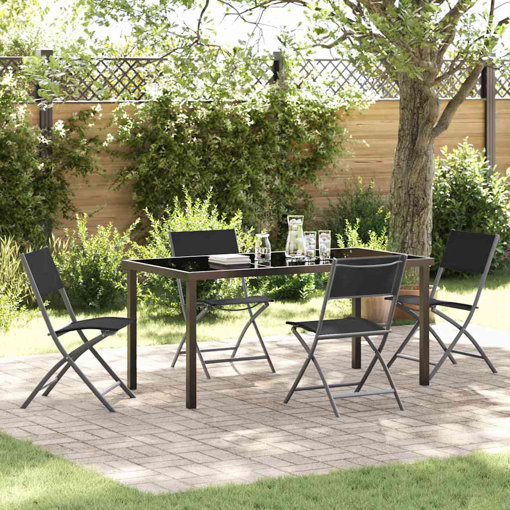 vidaXL Tuin Eettafel Set 3 pcs Zwart Gepoedercoat staal