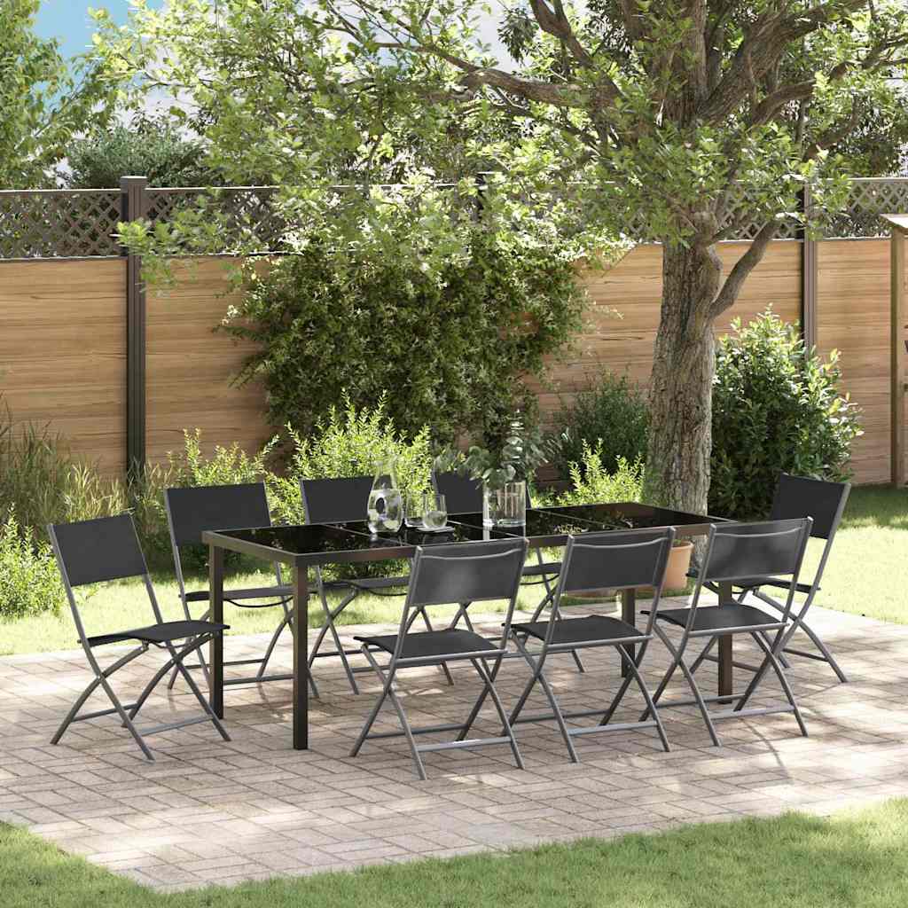 vidaXL Tuin Eettafel Set 3 pcs Zwart Gepoedercoat staal