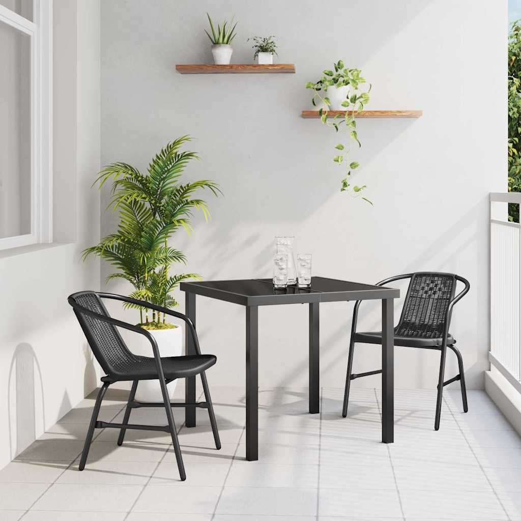 vidaXL Tuin Eettafel Set 3 pcs Zwart Gepoedercoat staal