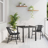 vidaXL Tuin Eettafel Set 3 pcs Zwart Gepoedercoat staal
