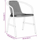 vidaXL Tuin Eettafel Set 3 pcs Zwart Gepoedercoat staal
