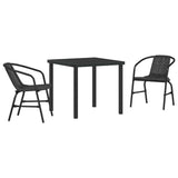 vidaXL Tuin Eettafel Set 3 pcs Zwart Gepoedercoat staal