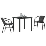 vidaXL Tuin Eettafel Set 3 pcs Zwart Gepoedercoat staal