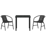 vidaXL Tuin Eettafel Set 3 pcs Zwart Gepoedercoat staal