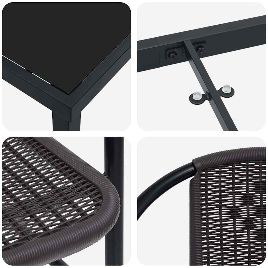 vidaXL Tuin Eettafel Set 3 pcs Zwart Gepoedercoat staal