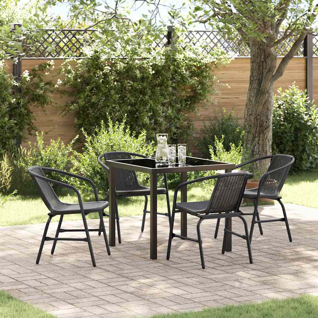 vidaXL Tuin Eettafel Set 3 pcs Zwart Gepoedercoat staal