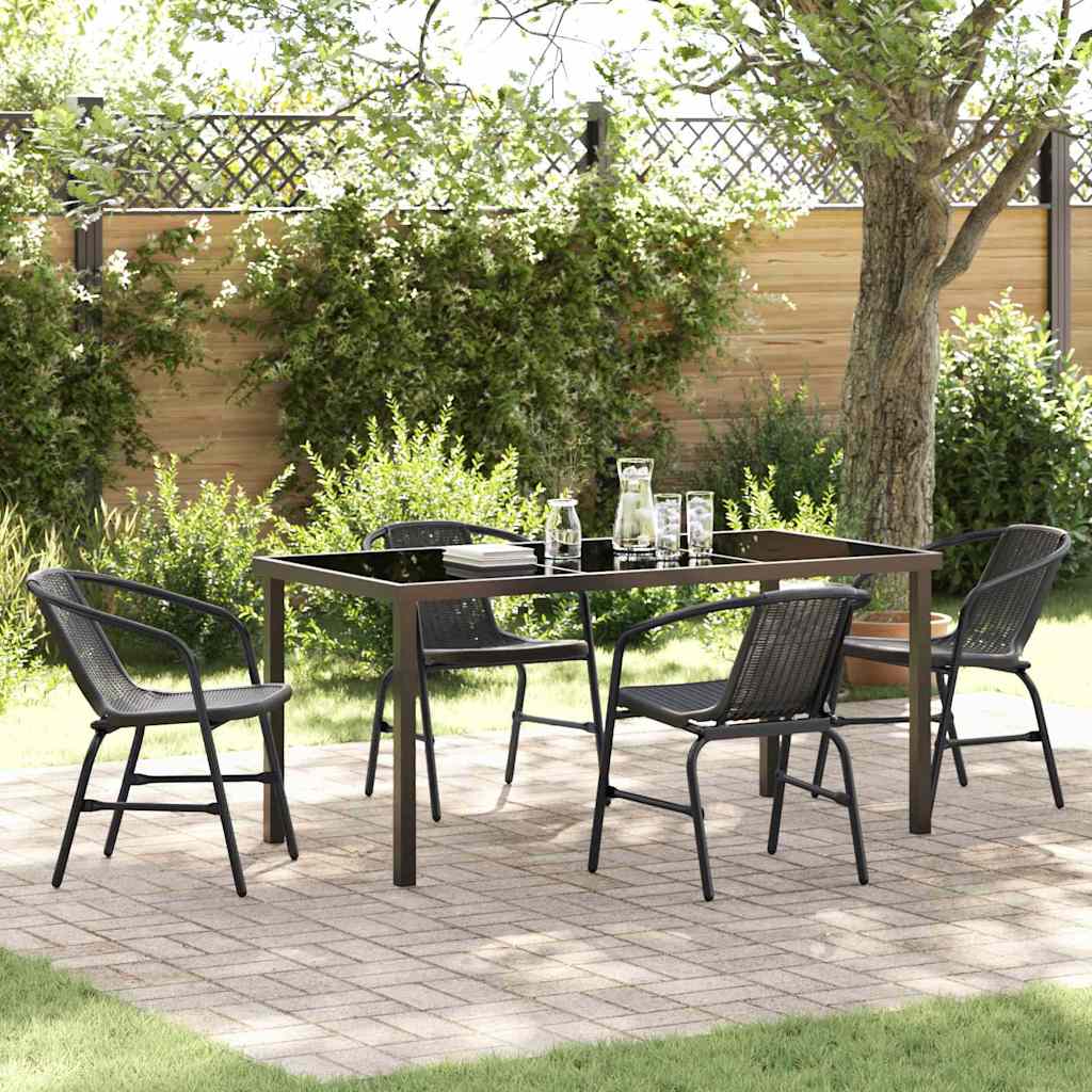 vidaXL Tuin Eettafel Set 3 pcs Zwart Gepoedercoat staal