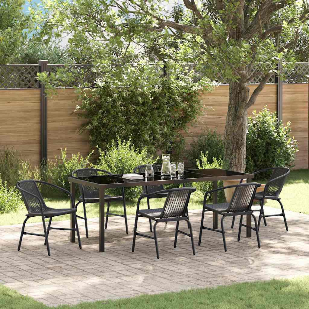 vidaXL Tuin Eettafel Set 3 pcs Zwart Gepoedercoat staal