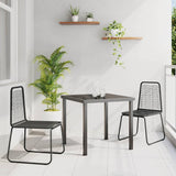 vidaXL Tuin Eettafel Set 3 pcs Zwart Gepoedercoat staal