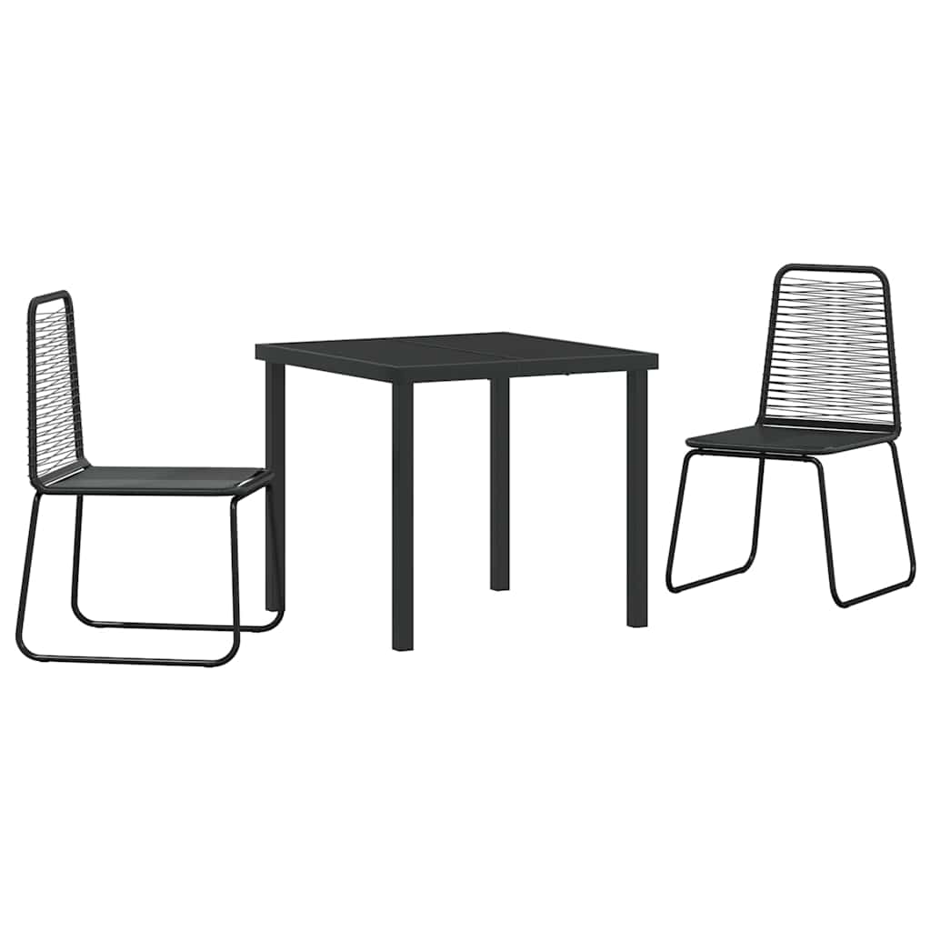 vidaXL Tuin Eettafel Set 3 pcs Zwart Gepoedercoat staal