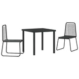 vidaXL Tuin Eettafel Set 3 pcs Zwart Gepoedercoat staal