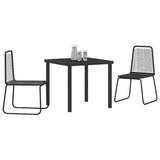 vidaXL Tuin Eettafel Set 3 pcs Zwart Gepoedercoat staal