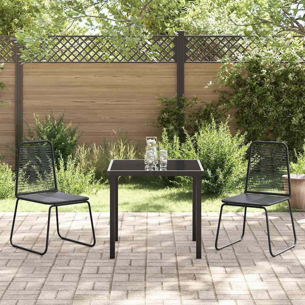 vidaXL Tuin Eettafel Set 3 pcs Zwart Gepoedercoat staal
