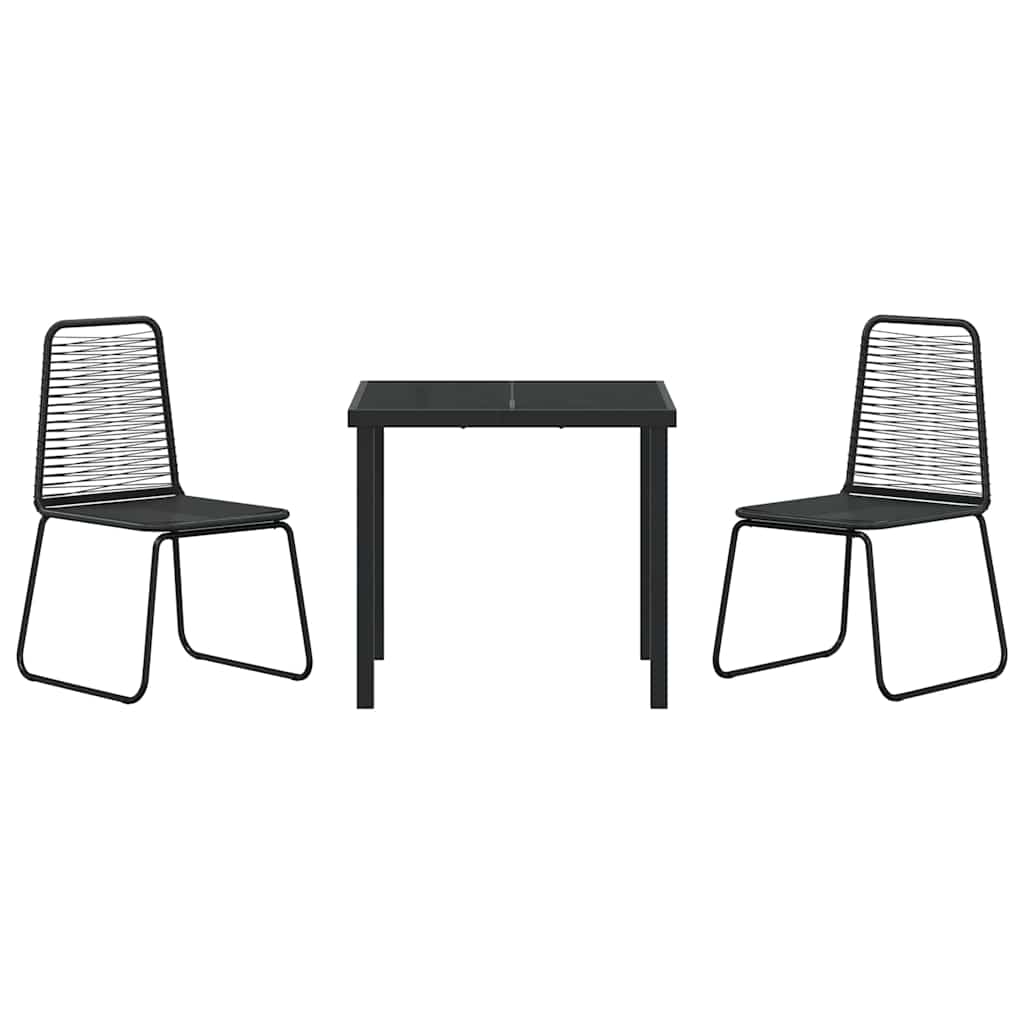vidaXL Tuin Eettafel Set 3 pcs Zwart Gepoedercoat staal